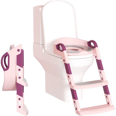 SWANEW Riduttore per wc per bambini pieghevole e regolabile con gradini Comodo sedile per wc per bambini (1/5)