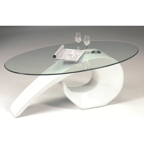 Table basse ALISSA coloris blanc haute brillance, 1220 x 720 x 400 mm -PEGANE-