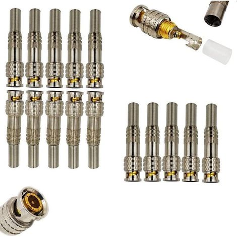15pcs connecteurs BNC mâle sans Soudure Q9, RG59 RG60 à vis,Adaptateur coaxial pour caméra de Surveillance CCTV à Domicile, câble coaxial de Transmission vidéo (1/5)