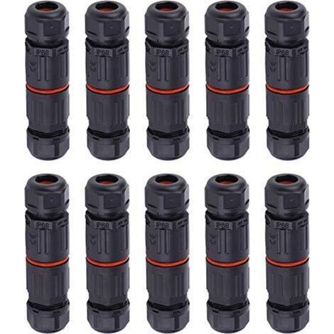Lntyq 10PCS Connecteur de câble étanche IP68, 0.5mm²2.0mm² connecteur de câble pour boîte de jonction à 3 broches pour les fontaines extérieures, les aquariums paysagers, l'éclairage public (1/5)