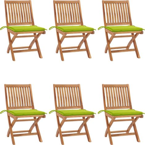 Teakholz Gartenstühle - vidaXL Klappbare Gartenstühle mit Kissen 6 Stk. Massivholz Teak - Gartenstühle mit Kissen (1/5)