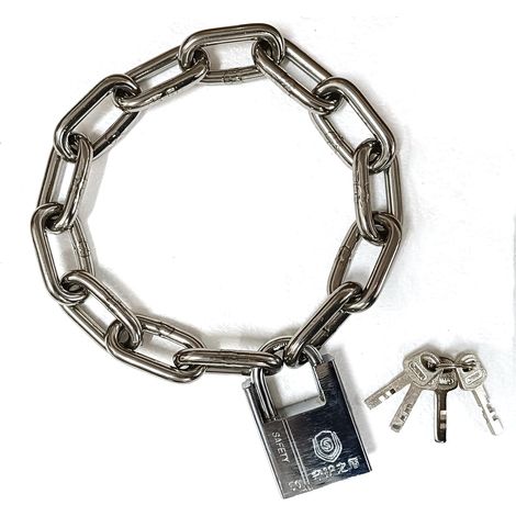 Chaîne Antivol Sécurisée en Acier Inoxydable (8mm x 50cm) avec Cadenas Blindé 50mm et 4 Clés - Pour Vélo, Moto, Scooter, Garage, Portail (1/5)