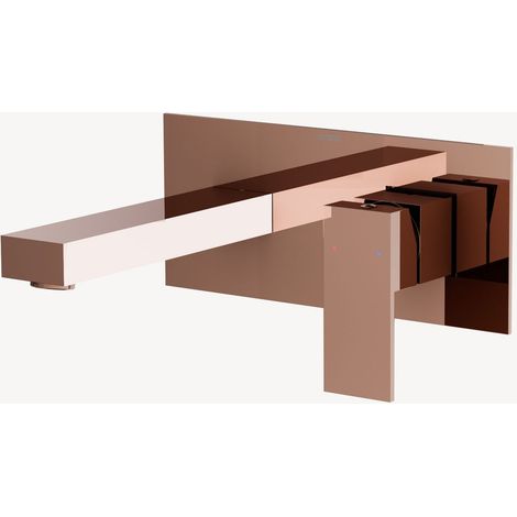 Miscelatore lavabo a parete da incasso oro rosa - Sirius