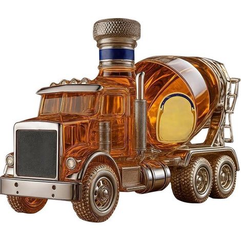 Decanter per whisky 3D, opera d'arte in vetro soffiato a mano, bottiglia per liquori, decorazione da bar (trattore blu) (1/5)