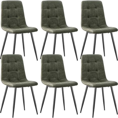 Esszimmerstühle 6er Set, gepolstert, hohe Rückenlehne, Metallfuß, Grün (1/5)