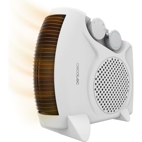 Cecotec Calefactor Eléctrico Bajo Consumo ReadyWarm 2000 Max Dual White. Termoventilador de 2000 W, Oscilación de 65º, 3 Modos, Termostato Regulable, Área de Cobertura 20 m2, Blanco