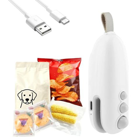Mini scelleuse de sacs rechargeable sous vide avec aimant de coupe portable pour la conservation des aliments et des collations [Ho] (1/5)