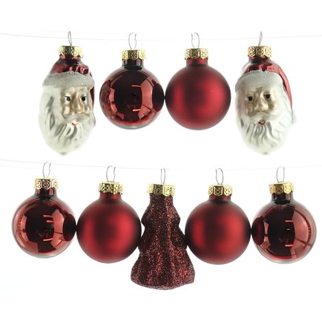 Christbaumkugeln Figuren Mix Ox Blood ochsenblutrot aus Glas - 9er Set