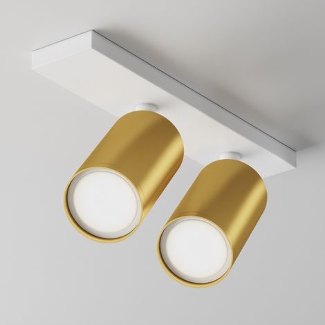 Maytoni Focus S Plafonnier double spot blanc 2xGU10 abat-jour en laiton
