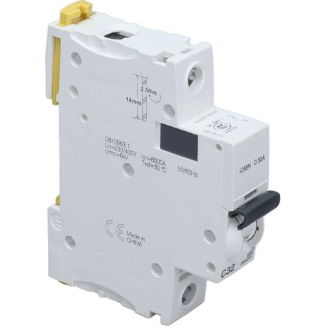 Disjoncteur unipolaire 32A C32 pour rail DIN, protection des circuits électriques domestiques 230V/400V (1/5)