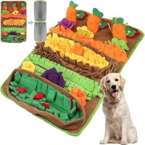 Tapis de fouille pour chien - Bibi - Tapis de fouille avec couineur et carottes - Jeu d'intelligence pour chien - Jouet pour chien - 80 x 48 cm (1/5)
