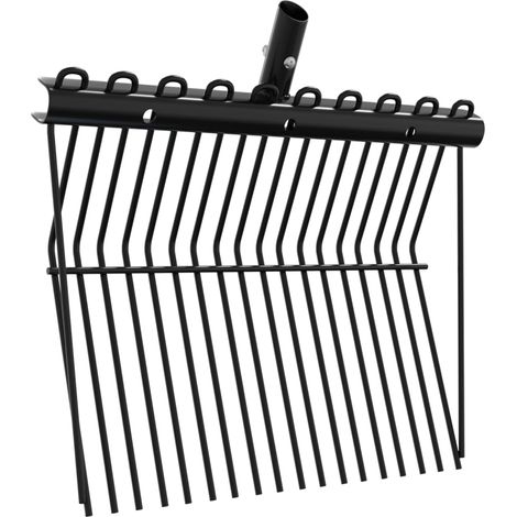 vidaXL Cabezal de horquilla de rastrillo con 18 púas de acero negro (1/2)