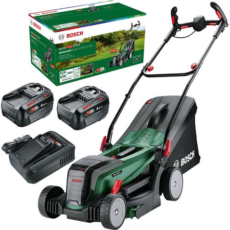 Bosch 18v 36v Cordless Lawnmower UniversalRotak 2x18V-37-550 2x 4.0Ah Batteries