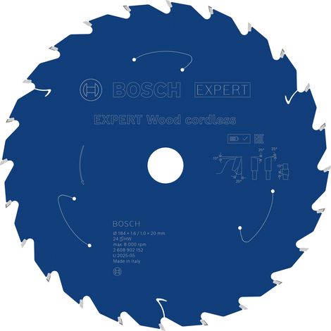 Bosch EXPERT Wood cordless Circular Saw Blade 184 x 1.6/1 x 20 mm T24 2608902152 (1/5)