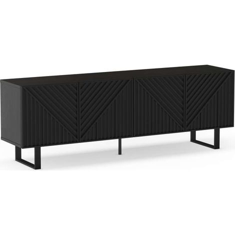 Mueble televisión md-Donato 4 puertas acabado negro, 161cm(ancho) 55cm(alto) 35cm(largo) (1/5)