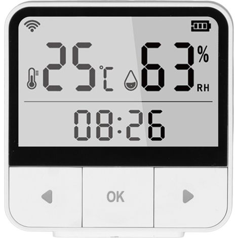 Intelligenter, vernetzter Sensor, digitales WLAN/Bluetooth-Thermometer/Hygrometer für den Innenbereich, elektronisches Temperatur- und Feuchtigkeitsmessgerät (1/5)