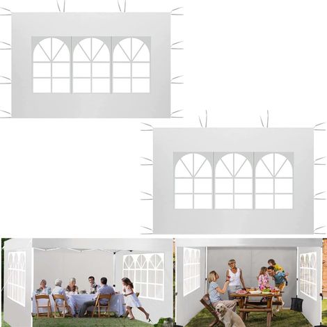 Panneaux Latéraux pour Tonnelle Imperméable,3m x 2m Panneau Latéral Gazebo en Tissu Oxford 210D Panneau Latéral de Remplacement pour Tonnelle de Jardin Extérieur Fête Blanc (1/5)