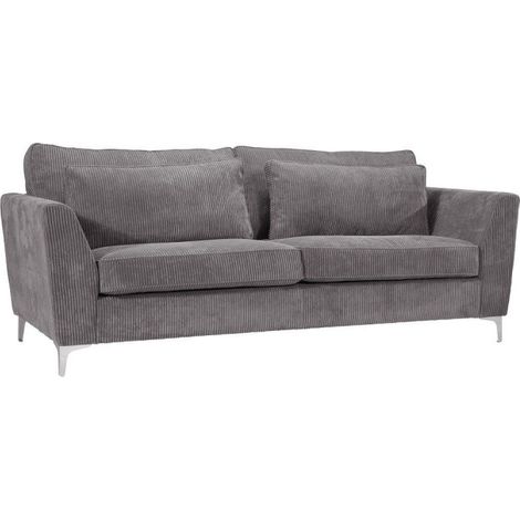 Canapé 3 places Isla velours côtelé gris (1/4)