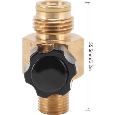 Ortviai Adaptateur de remplissage CO2 pour bouteille – Raccord G1/2-14 en laiton, valve on/off 5/8"-18UNF noire, 5000 psi (1/4)