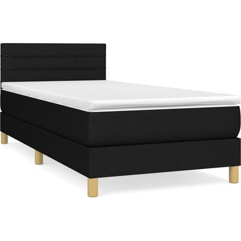 Lit à sommier tapissier avec matelas Noir 90x200 Tissu (1/5)