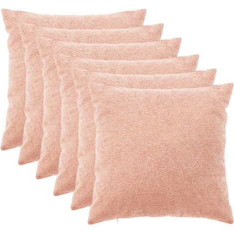Cushion Cover 6 pcs HEERLEN Pink 65 x 65 cm Bouclé vidaXL