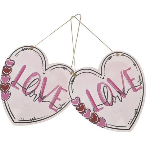 2-Piece Heart-Shaped Wall Plaque for Valentine's Day Door Decoration, Romantic Hanging Wall Art (1/5)