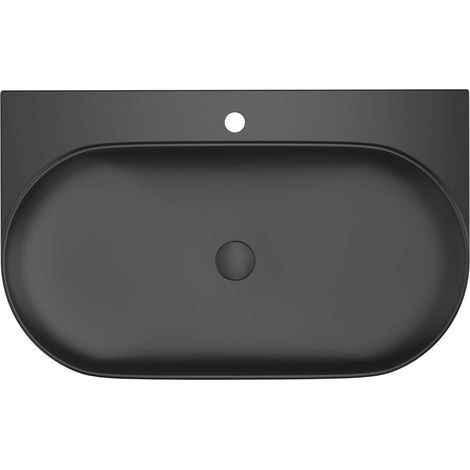Ravak Yard - Lavabo 81x50 cm, sin rebosadero, agujero para grifo, negro mate XJX0D280002 (1/5)