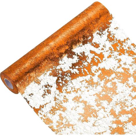 Rouleau de chemin de table orange 29 cm x 13,7 m, à paillettes et maille métallisée, idéal pour les mariages, anniversaires, Noël et le Nouvel An. (1/5)