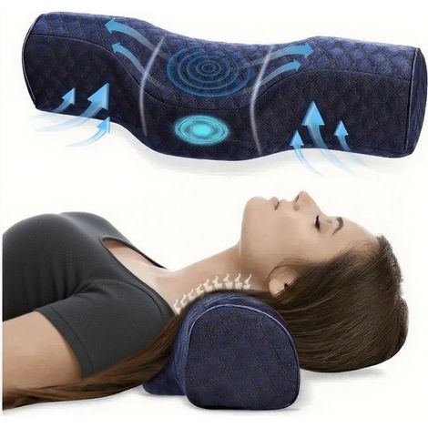 1 oreiller cervical pour dormir, oreiller de soutien cervical en mousse à mémoire de forme pour les raideurs de la nuque, oreiller de soutien cervical pour les personnes dormant sur le côté et sur le (1/5)