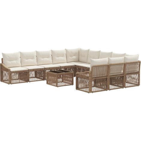 vidaXL Set Divano da Giardino 12 pcs Beige polyrattan
