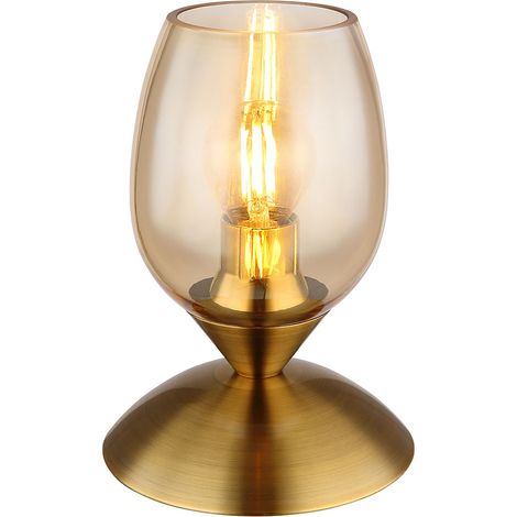 Tischlampe Nachttischlampe Tischleuchte messing Touch Wohnzimmerlampe Glas amber