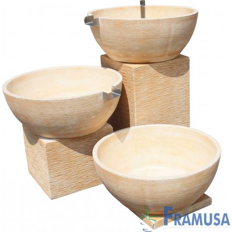 FUENTE DE PIEDRA ARTIFICIAL CASCADA SOLAN OCRE CON BOMBA PARA JARDIN (1/2)