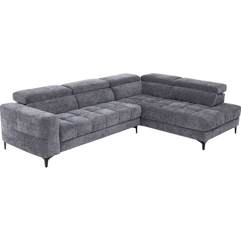 Divano relax elettrico con seduta scorrevole in Tessuto Antracite - Angolo a destra - MONISO