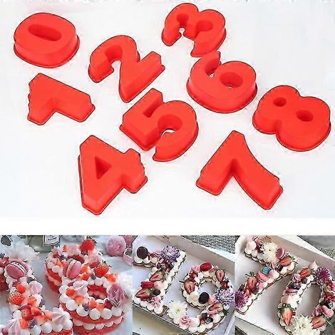 Antihaft-Kuchenform, flexible Silikon-Schnelllöse-Zahlen, Fondantform, Backzubehör - Gut-1-Red (1/4)
