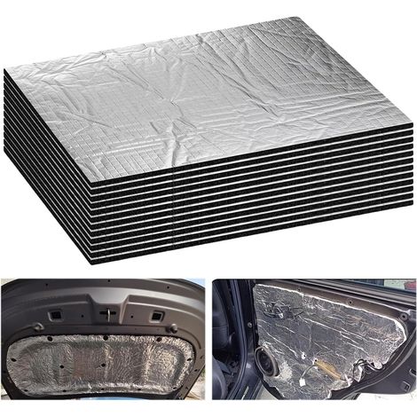 Lot de 12 tapis d'isolation de voiture de 5 mm - 40 x 25 cm - Tapis d'isolation acoustique autocollant - Tapis d'isolation acoustique - Imperméable - ignifuge (1/5)