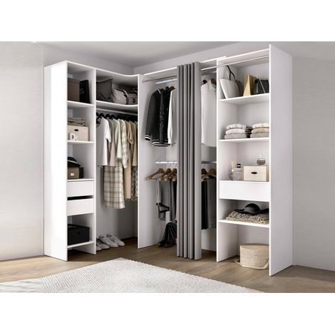 Dmora - Gran Armario Bazena, Muebles de dormitorio, Vestidor, Armario de ropa, 214x141 h205 cm, Blanco (1/5)