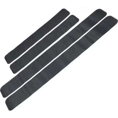 (noir) 4 protections universelles de seuil de porte en cuir et fibre de carbone pour voiture – Protections de bord de porte imperméables et résistantes aux rayures – Autocollants pour voiture (1/4)