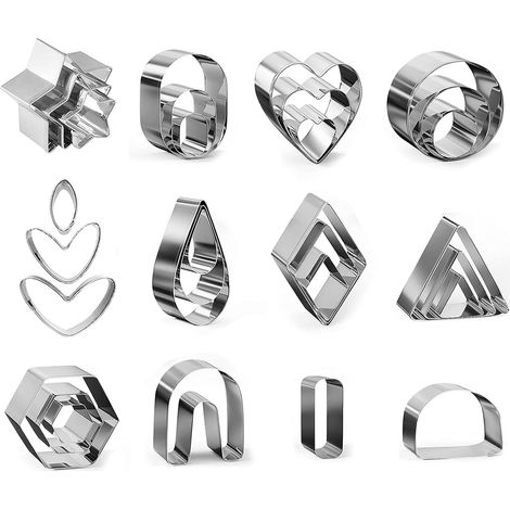 30 Pcs Mini Polymer Clay Cookie Cutters Stainless Steel Cookie Cutter Set for Jewelry Making DIY Tools for Biscuit Cake Decorations Jewelry Tools (1/5)