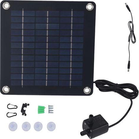 Ortviai Kit Solaire 20 W pour Fontaine de Jardin – Panneau Photovoltaïque Monocristallin + Pompe DC 12 V, Hauteur de Refoulement 3 m