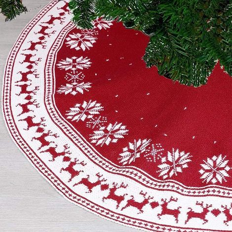 Jupe d'arbre de Noël Flocon de neige en peluche Ornement d'arbre de Noël Tapis d'arbre de Noël Couverture d'arbre Jupe d'arbre de Noël Tapis de fête Couverture d'arbre de Noël (122cm) (1/4)