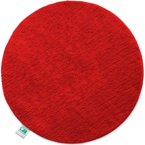 Tapis de bain Sky, tapis de salle de bain rond Rouge 95 cm de diamètre