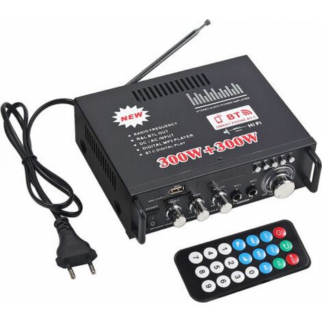 1 amplificateur audio stéréo, puissance 300W+300W, entrée Bluetooth/SD/FM, alimentation 12V ou 220V, impédance 4-16 ohms (1/5)