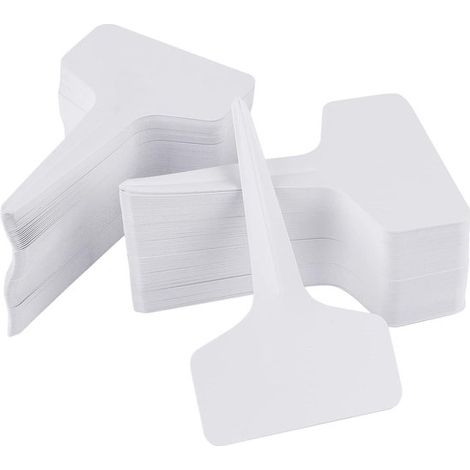 200 etichette per piante - Etichette bianche impermeabili tipo T per piante da esterno - Segnaletica per vivaio e giardino - Cartelli per piante (6x10 cm) (1/5)