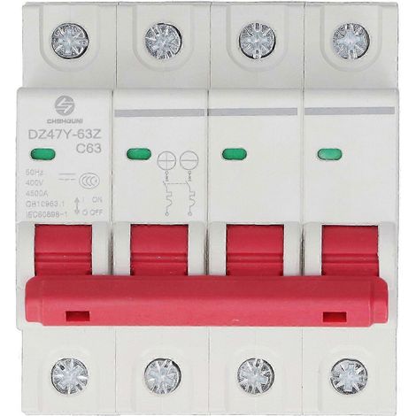 Parafoudre DZ47Y 63Z C63 4P 400V, protection contre surtensions et courts-circuits, disjoncteur parafoudre 4 pôles, paratonnerre 63A, limiteur de surtension, dispositif de protection pour installation (1/4)