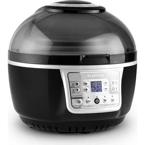 Klarstein Airfryer Friteuse à air chaud de 1400W avec fonction grill, Friteuse électrique, pour la cuisson de viandes, gateaux, pizza, Friteuse sans huile, Noir (1/5)