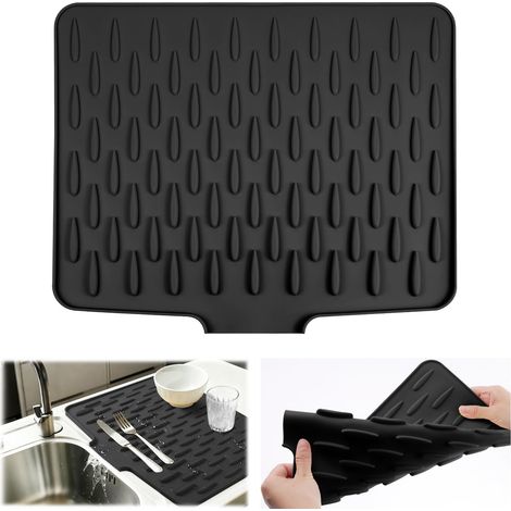 Tapis de Comptoir Incliné en Gel Souple,Drainage Multifonction Pliable en Silicone,Séchage Rapide,Antidérapant,Protection Thermique pour Vaisselle (1/5)