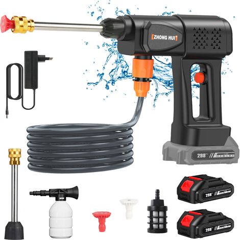 Nettoyeur haute pression sans fil 21V 30 bars, appareil de lavage portable avec tuyau 5 m, buse multifonction pour voiture, terrasse et jardin (1/5)