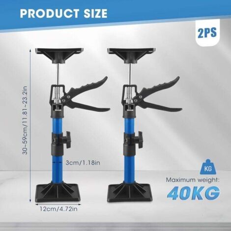 NALOOKAMIC  Etai Telescopique, 2 Pièces Reglable Support 30-59 cm Tendeur de Châssis Charge Maximale 40 kg pour Plafond Montage Plaques de Plâtre Armoires Cadres de Porte(30-59 cm)