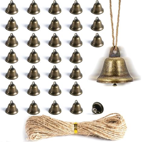 32 Pièces Petites Cloches Vintage Bronze Grelots Mini Clochette Artisanat Bricolage pour la Décoration de la Maison Noël Mariage (1/4)
