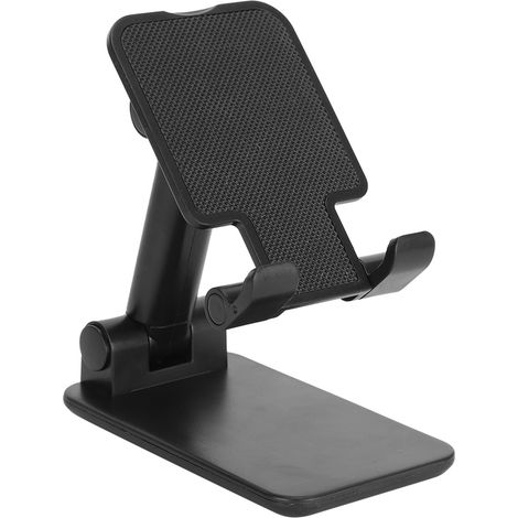 Support réglable et pliable pour téléphone et tablette, miroir de bureau inclinable - Noir